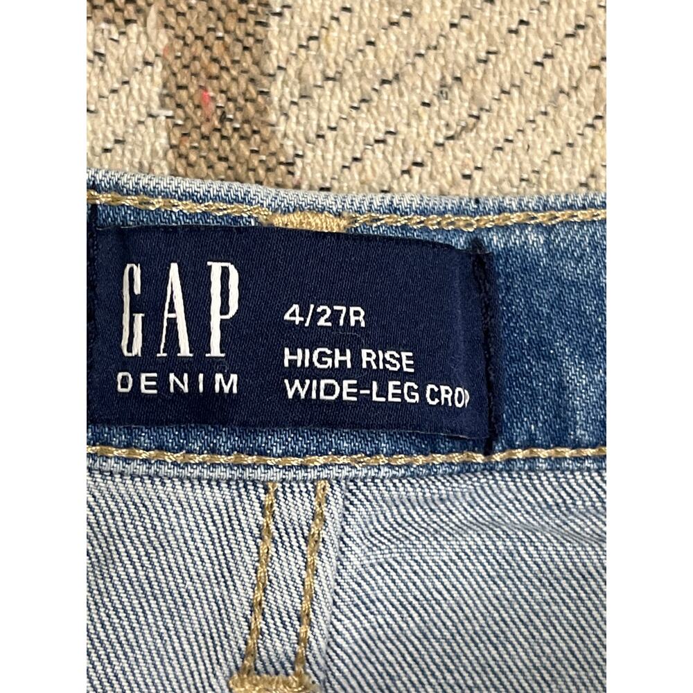 GAP denim High Rise Wide Leg Crop Light Wash Blue Jeans, size 4 - Picture 9 of 11